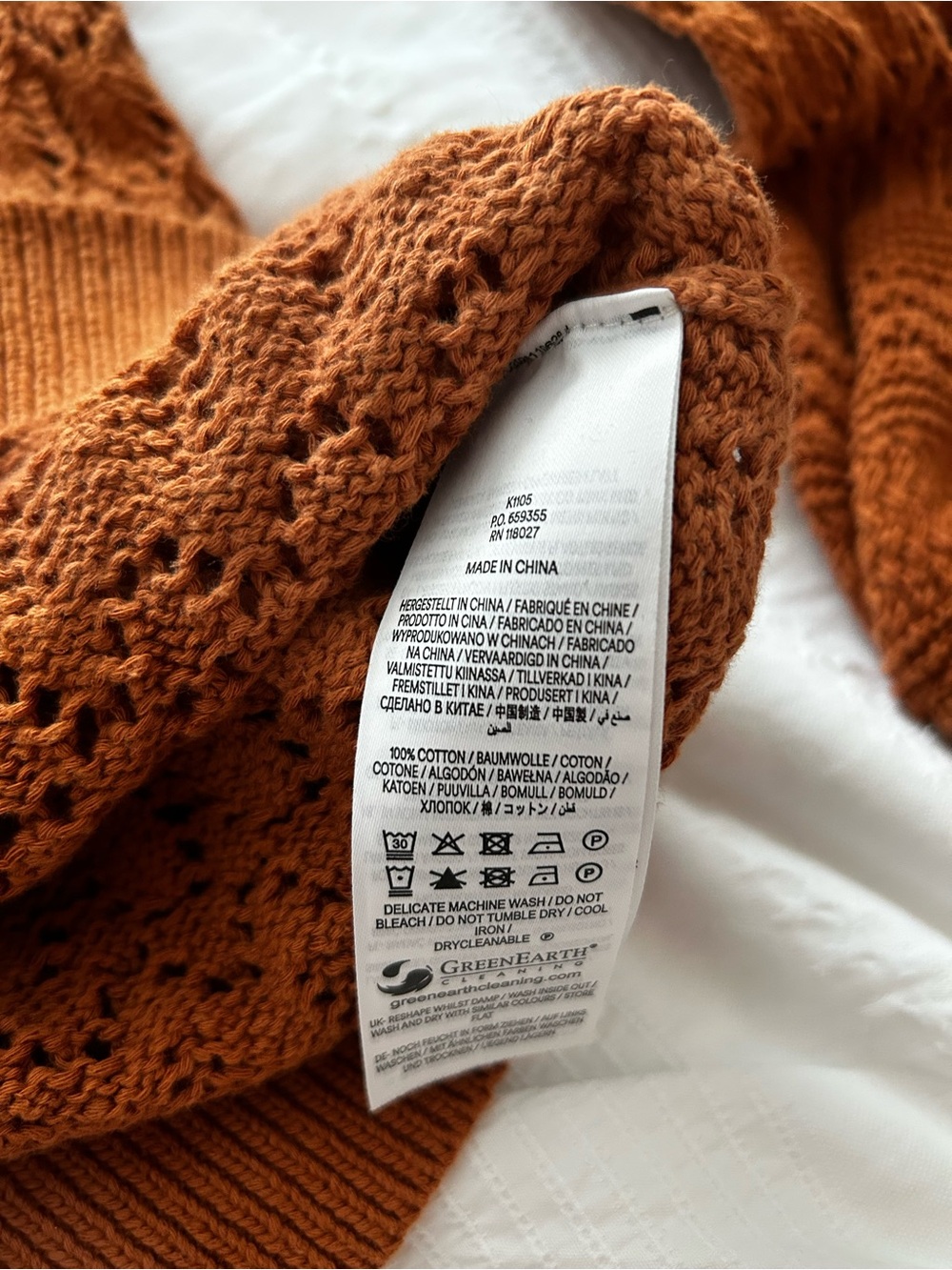 Boden Scalloped Cotton Rust Orange Knit Sweater- Size Medium - Picture 6 of 6